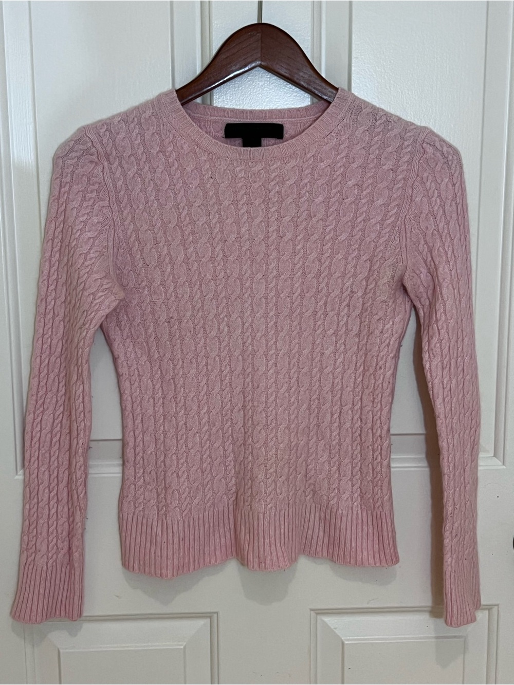 Express Pink Cable-Knit Crewneck Sweater